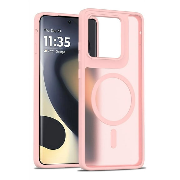 Rosebono Compatible With Motorola Moto Edge 2025 Case, Compatible with MagSafe Hybrid Gradient Transparent Soft TPU Clear Skin Cover Protection Case (Pink)