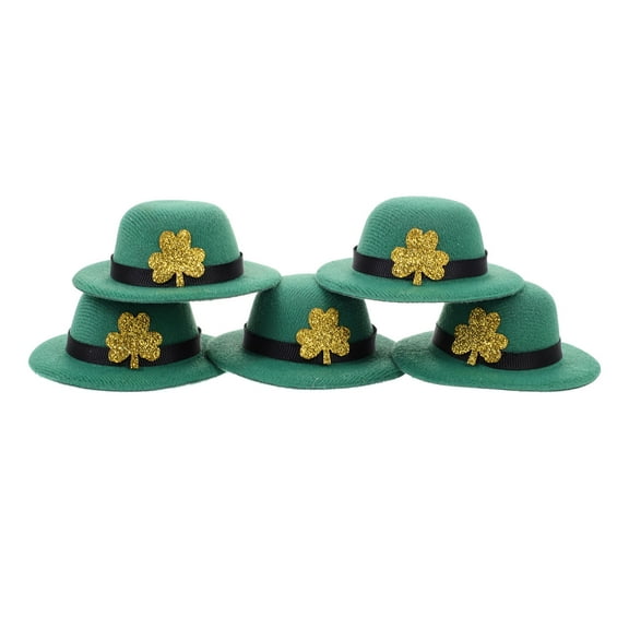 WHAMVOX Mini St Patrick's Day Hats for Decor Dark Green EVA Brushed Cloth Lightweight Portable 5 Pieces