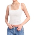 thumbnail image 2 of Women'S Square Neck Tank Top Sleeveless Double Lined Basic Tops White XS, 2 of 5