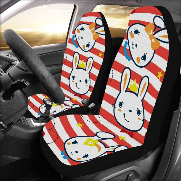 FMSHPON Set of 2 Car Seat Covers Cartoon Cute Little Rabbit Girl