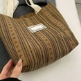 thumbnail image 4 of Usloyux Under $5 Women's Canvas Tote Bag, Striped Shoulder Handbag Purse, Commuter Bookbag Classroom Bag, Fabric Shopping Tote, Lightweight Everyday Carry Bag, 4 of 6