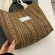 thumbnail image 4 of Bolso de lona para mujer - Bolso de hombro a rayas, bolsa de tela de 11" x 9", bolso ligero para libros y esenciales, 4 of 6
