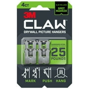 3M CLAW Drywall Picture Hanger with Spot Marker, Holds 25 lbs, 4 Hangers, 4 Markers