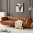 thumbnail image 6 of Clodette Mid Century Modern Living Room Genuine Leather Cognac Tan Sofa, 6 of 6