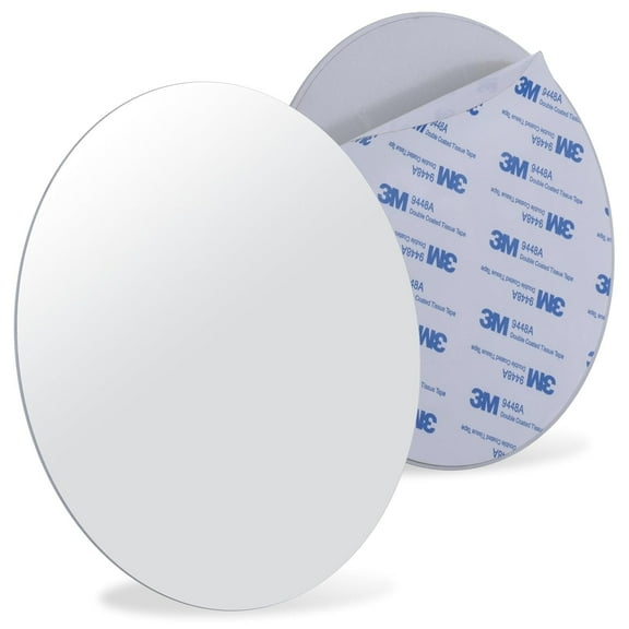 Sticky 3M Adhesive Anti-Fog Shaving Mirror - Peel and Stick Fogless Shower Mirror for Men - Frameless & Shatterproof Plastic Mirror - 6" Round
