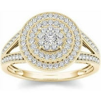 1/2 Carat T.W. Diamond Double Halo Cluster 10kt Yellow Gold Engagement Ring