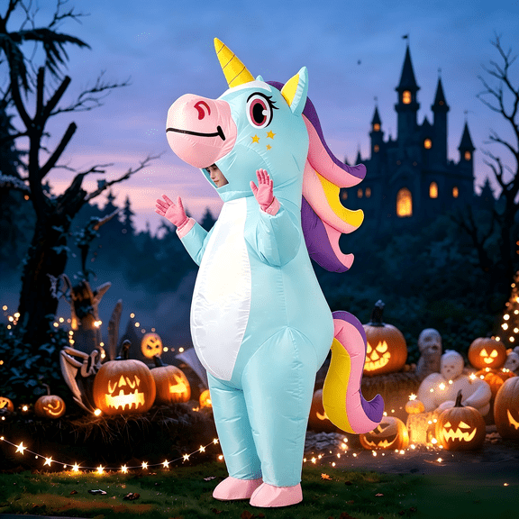 Joyfy Inflatable Costume for Adults, Blow Up Full Body Unicorn Costume, Halloween Inflatable Costume for Dress Up Party
