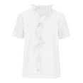 thumbnail image 2 of UKAP Ladies Tops Short Sleeve Blouse Floral Shirts Loose Work Tee White M, 2 of 7