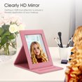 thumbnail image 5 of Fintie Travel Folding Makeup Mirror - Portable Slim PU Leather Folding Cosmetic Mirror with Standing, Pink, 5 of 7