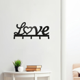 thumbnail image 5 of IVV Floating Metal Wall-Mounted Key Holder Rack, Dual Installation (Screw & Adhesive), Black Minimalist Design with 5 Hooks for Home & Office Organization, “Love” Script Accent, 5 of 6