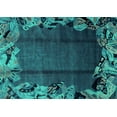 thumbnail image 1 of Ahgly Company Machine Washable Indoor Rectangle Abstract Turquoise Blue Modern Area Rugs, 7' x 10', 1 of 4