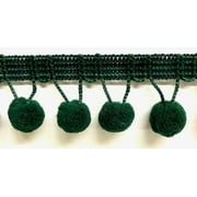 5/8" Pom Pom Poly Ball Fringe- 12 Continuous Yards - Dark Green!