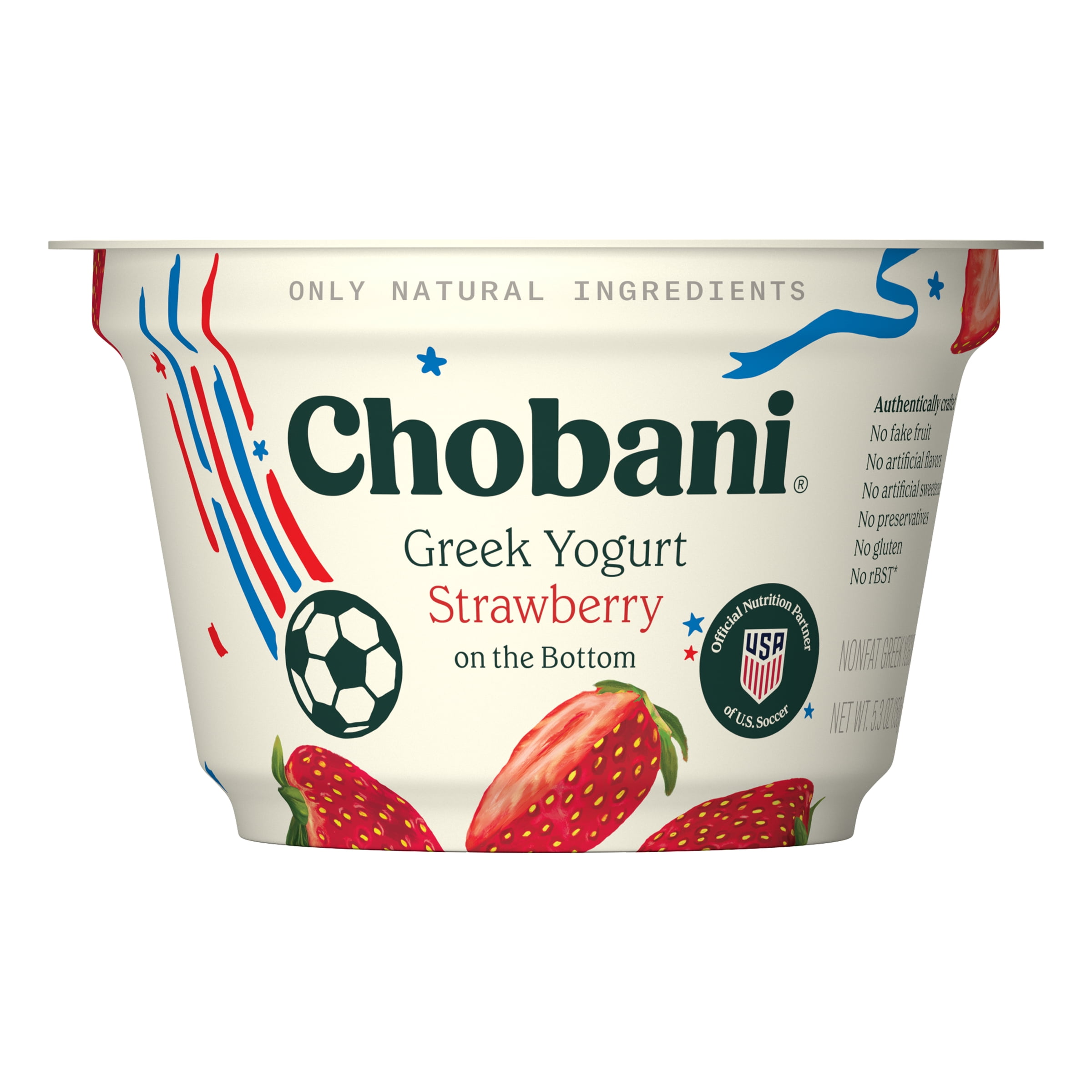 Chobani Non-Fat Greek Yogurt Strawberry on The Bottom 5.3 oz. Cup