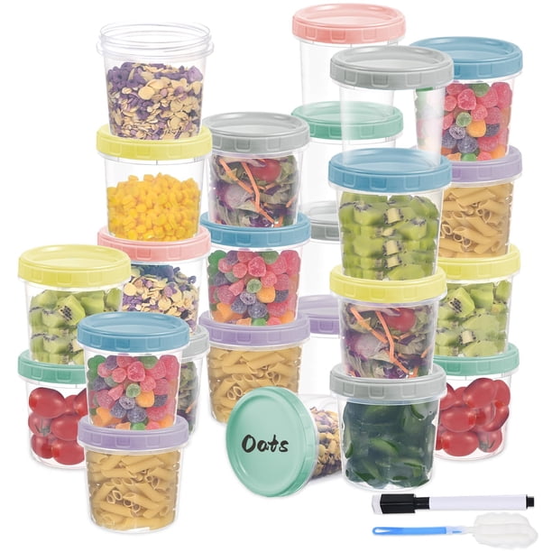 Recipientes de plástico para delicatessen Yomarket de 500 ml con tapas de rosca, paquete de 24