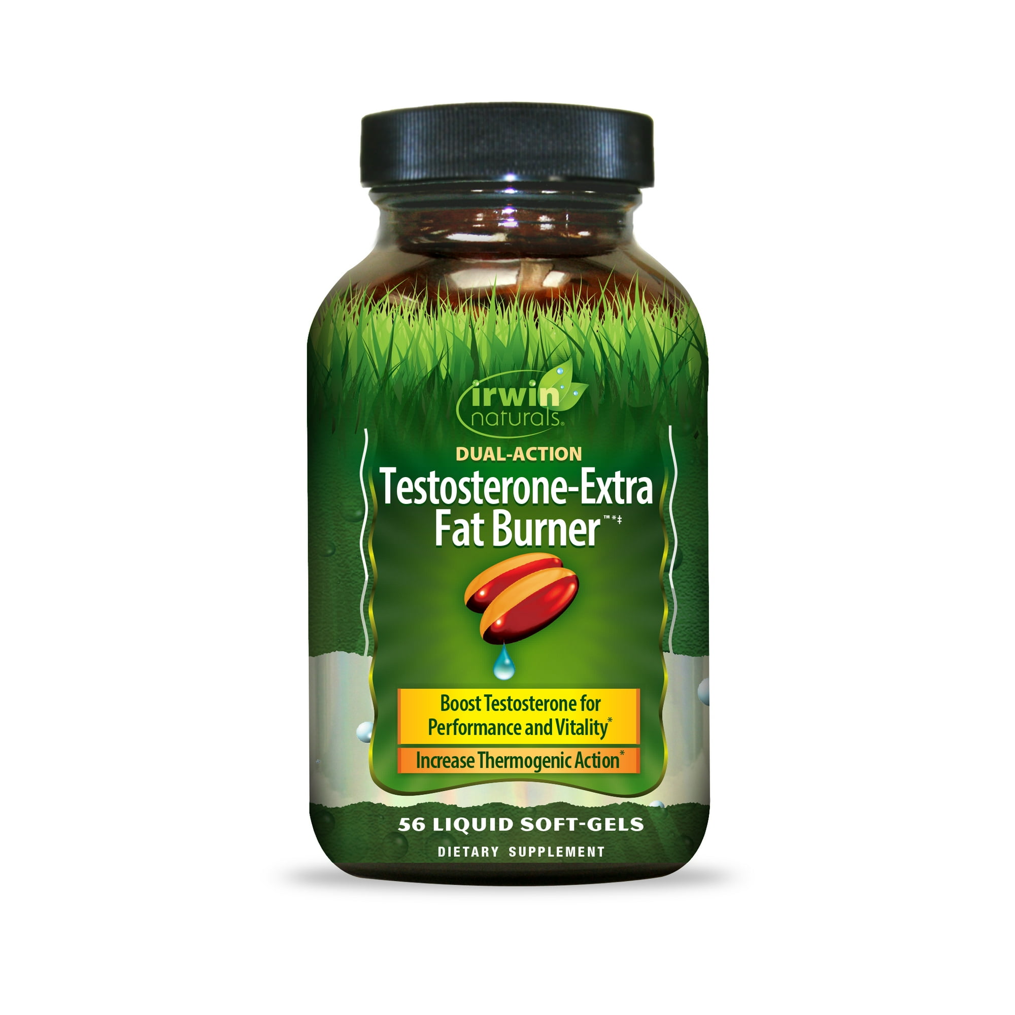 Irwin Naturals Testosterone-Extra Fat Burner, 56 Soft Gels for Males, Dietary Supplement