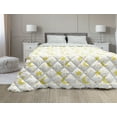 thumbnail image 1 of Yellow and White Down Alternative Comforter, Snowflakes Design with Swirls and Curves on Yellow Toned Backdrop, Microfiber Quilt for All Season, 5 Sizes, Marigold Yellow Tan, by Ambesonne, 1 of 3