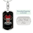 thumbnail image 2 of Skull Joker Keychain Dog Tag Stainless Steel or 18k Gold Keyring, 2 of 16