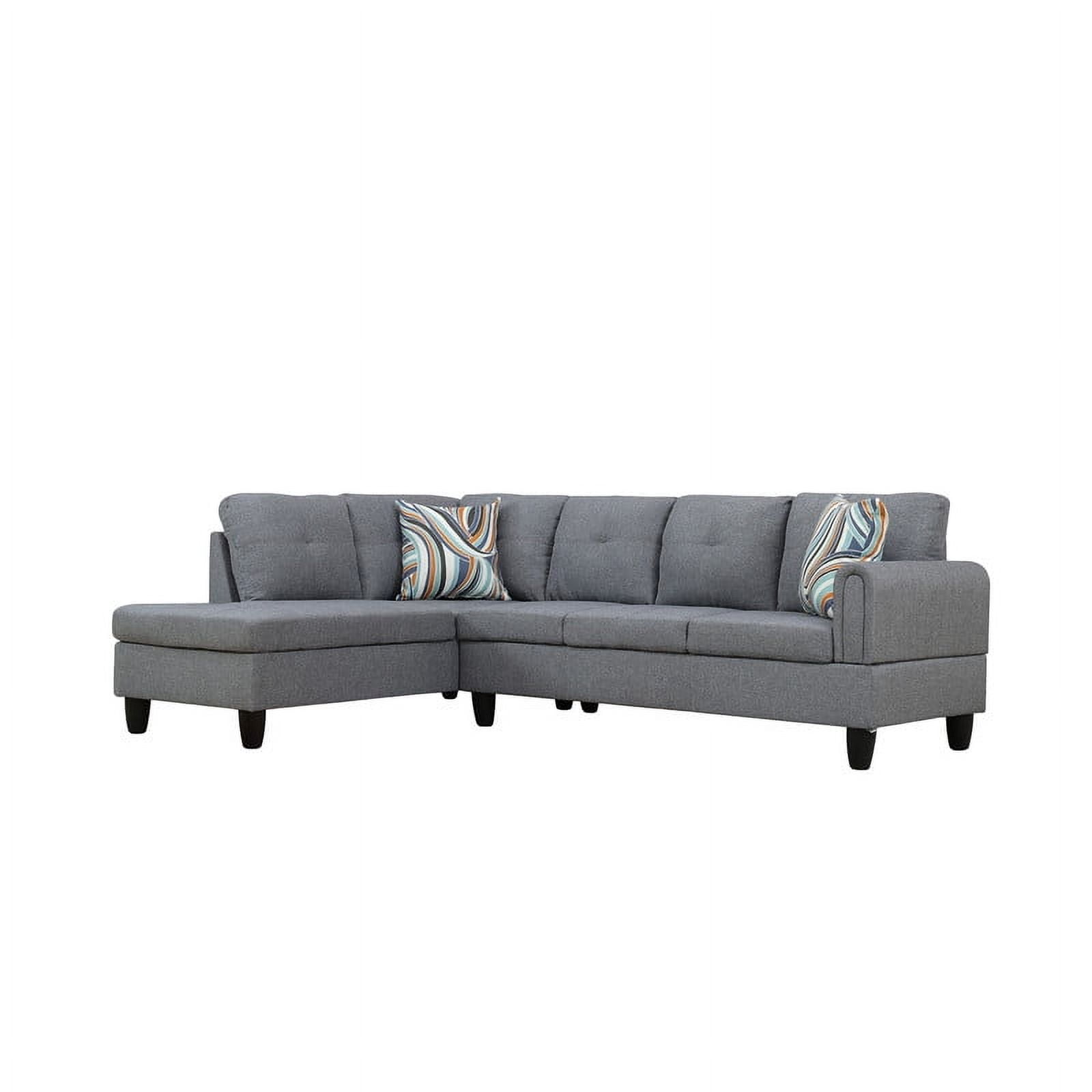 Irene Inevent 3 Pieces Linen Sofa Set, Modern Linen Sofa and Chaise Ottoman Couch Set for Living Room, Bedroom, Apartment, Office, Grey