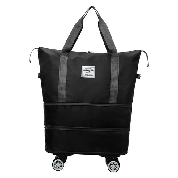 Rolling Duffle Bag with Detachable Wheels, Expandable Foldable Travel Tote Bag with Trolley Sleeve, Large Capacity Luggage Bag Carry on Weekend Bag