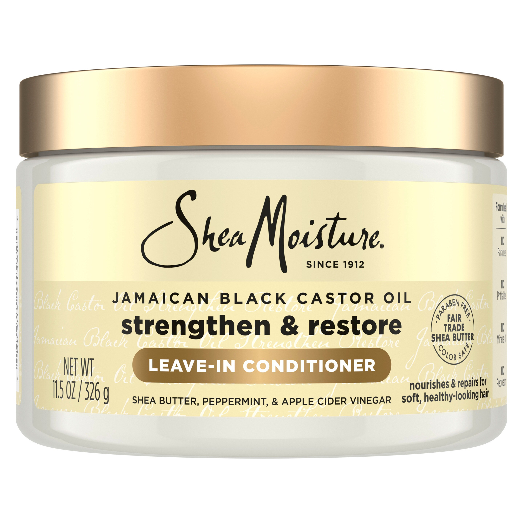 SheaMoisture Leave In Conditioner For Damaged Hair 100% Pure Jamaican Black Castor Oil to Soften and Detangle Hair, 11.5 oz