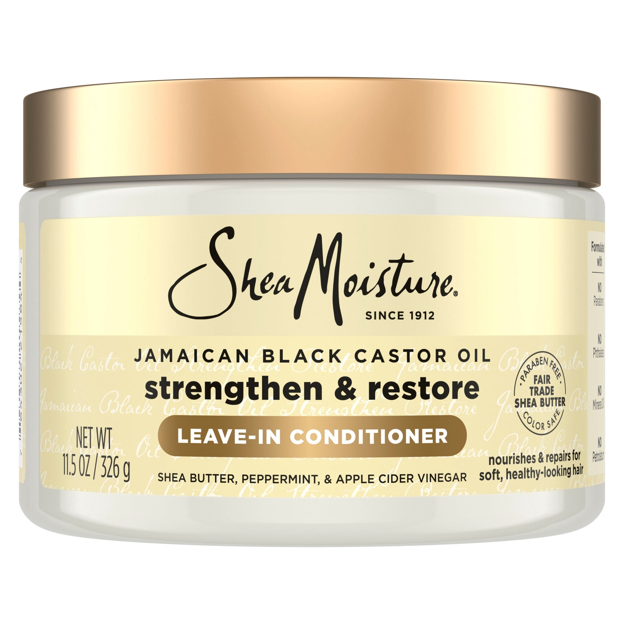 SheaMoisture Leave-In Conditioner For Hair Strength Restoration & Frizz Control, Jamaican Black Castor Oil With Peppermint, Apple Cider Vinegar, And Shea Butter, 11.5 oz