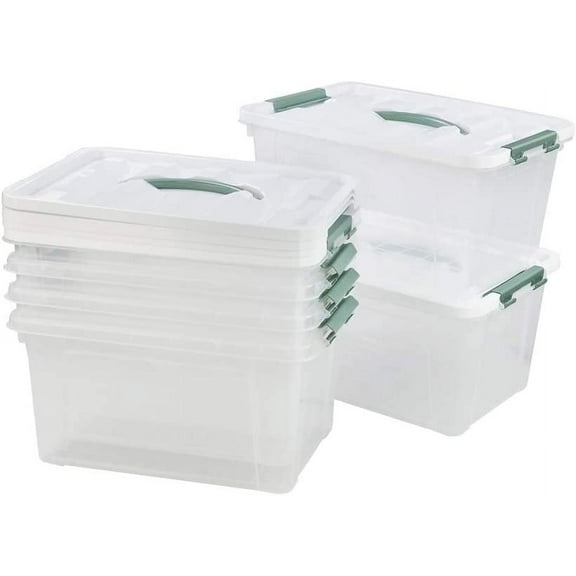Gloreen 14 Quart Clear Storage Bins with Lid, Multipurpose Plastic Latch Box, 6 Packs