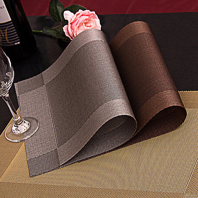 SPRING PARK 1Pc Placemats,Heat-Resistant Table Protector Washable Non-Slip  PVC Woven Vinyl Placemat, Used in Kitchen, Dining Room 