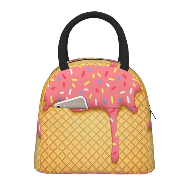 Fotbe Bolsa de Almuerzo con Estampado, Lonchera Aislada, Contenedor de Comida Reutilizable Tipo Cooler a Prueba de Fugas