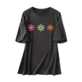 thumbnail image 4 of Tiweut T Shirts for Women Loose Short Sleeve Floral Print Retro Pullover Outerwear,Grey, 4 of 4