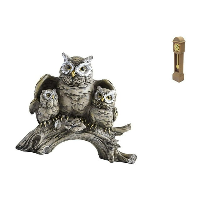 Figuras de búho,Figuras de búho,animales artificiales,artesanías,decoración del hogar,Reloj de suelo para casa de muñecas,Reloj de piso para casa de muñecas en miniatura,minimuebles,Reloj