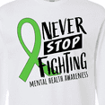thumbnail image 4 of Inktastic Never Stop Fighting Mental Health Awareness Green Ribbon Long Sleeve T-Shirt, 4 of 5