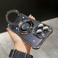 thumbnail image 2 of Plating Clear Phone Case For IPhone 11/12/13/14/15 Pro Max Plus Shockproof Transparent Hard Phone Back Cover With Bracket, 2 of 5
