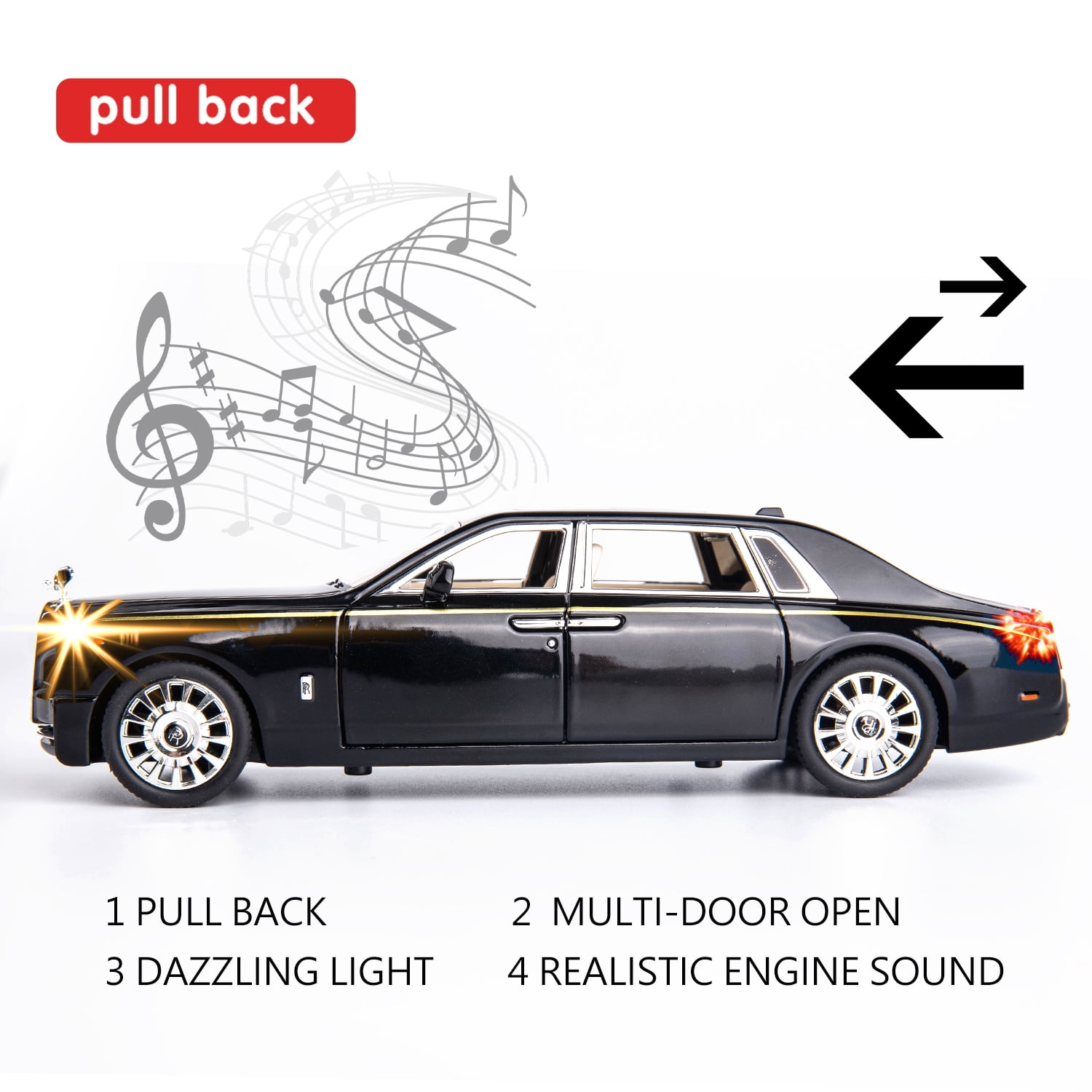 Metal Rolls Royce Model Big Toy Car With Pull Back System For Kids