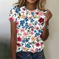 thumbnail image 2 of Summer Boho Tops Womens Cute Floral Printed Tunic Blouses Crewneck Causal Short Sleeve Shirts Relaxed Fit Plus Size Tees Dressy Casual Ladies Tunics Tops Going Out Outfits, 2 of 5