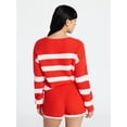 thumbnail image 3 of No Boundaries Drop Shoulder Crewneck Pullover Top and Shorts Set, 2-Piece, Women's XXS-XXL, 3 of 5