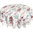thumbnail image 1 of Merry Christmas Tablecloth 70 x 70 Inch Round Colorful Christmas Trees Table Cloth Washable Holiday Winter Table Cover for Kitchen Party Picnic Dinner Indoor Outdoor Decor, 1 of 5