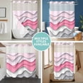 thumbnail image 5 of No Hook Shower Curtain with Snap in Liner, Pink Gradient Water Ripple Waterproof Bath Curtain Double Layers with See Through Top Window, Minimalist Abstract Geometric Hotel Shower Curtains 48x72in, 5 of 9