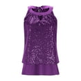 thumbnail image 4 of Nfurl Sequin Halter Tops for Women Evening Party Sleeveless Glitter Sparkly Tank Tops Dressy Casual Cocktail Night Out Club Clothes Purple M, 4 of 8