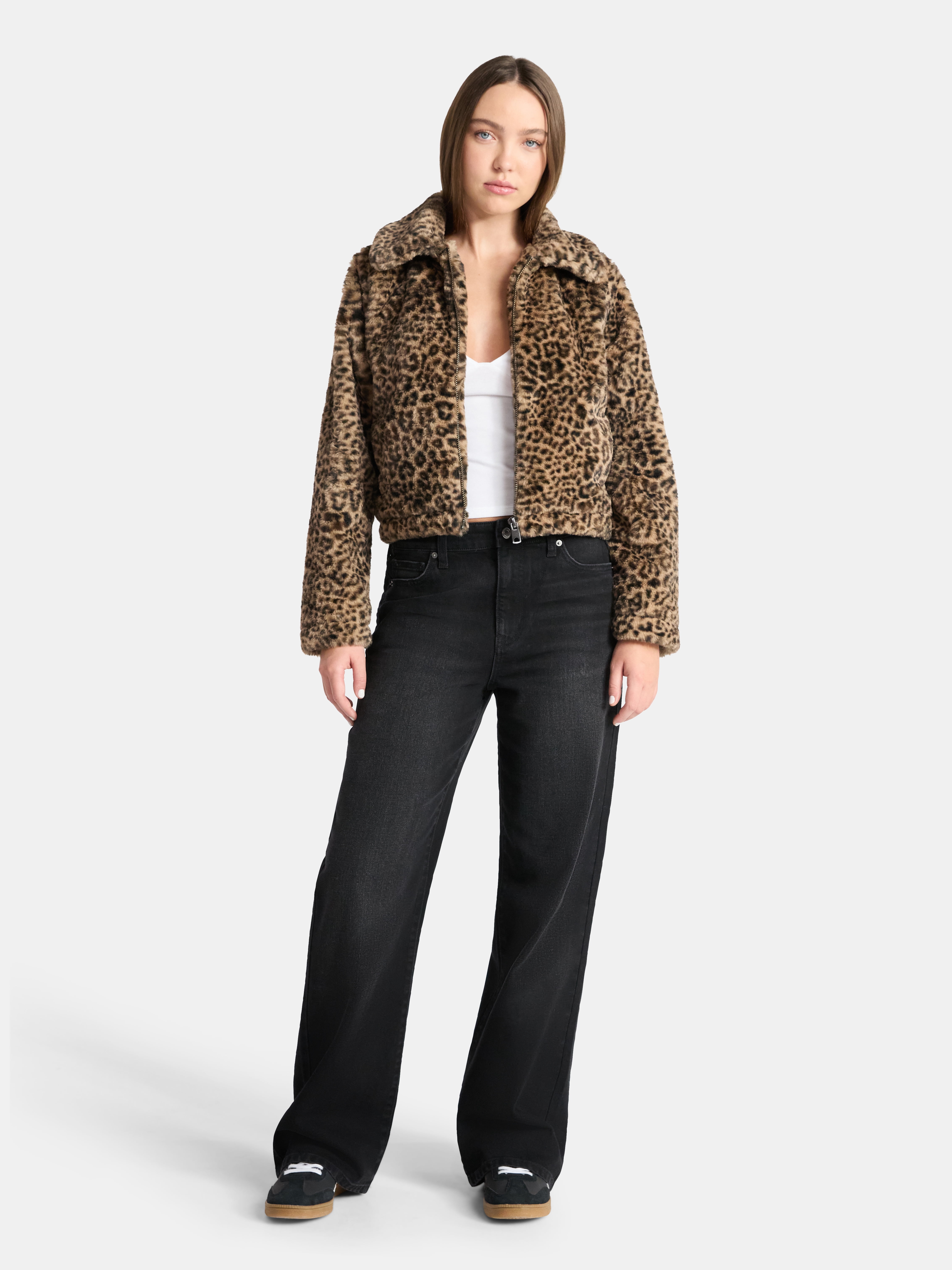 No Boundaries Faux Fur Jacket, Women's