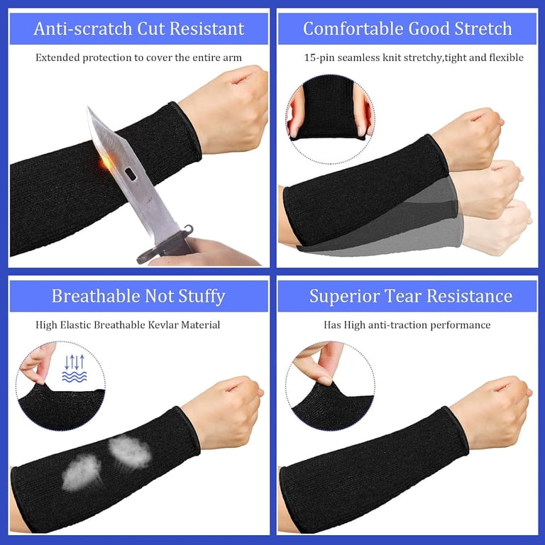 3-Pair Cut Resistant Arm Sleeves – Level 5 Protection, HPPE Nylon Spandex, Lightweight & Breathable For Gardening, Kitchen, And Construction