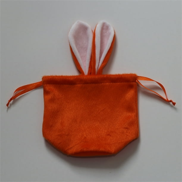 Ears Velvet Bags Easter Decor Bunny Drawstring Velvet Bag Candy Packing Bag Gift Bag With Cute Ear