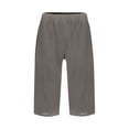 thumbnail image 6 of Women Summer Linen Capris Solid Color Loose Straight Leg Pants with Pocket Elastic Waist Cropped Trousers Gray S, 6 of 6