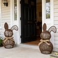 thumbnail image 6 of Easter Bunny decor, Handcrafted Wicker, Easter decoration, Bow decorations, Freestanding Accent, Spring Home Display, Dark Gray, 1 Pc, 6 of 7