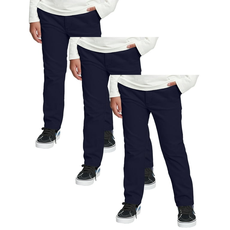 3 Pack Boy's Stretch Slim Fit School Uniform Chino Pants