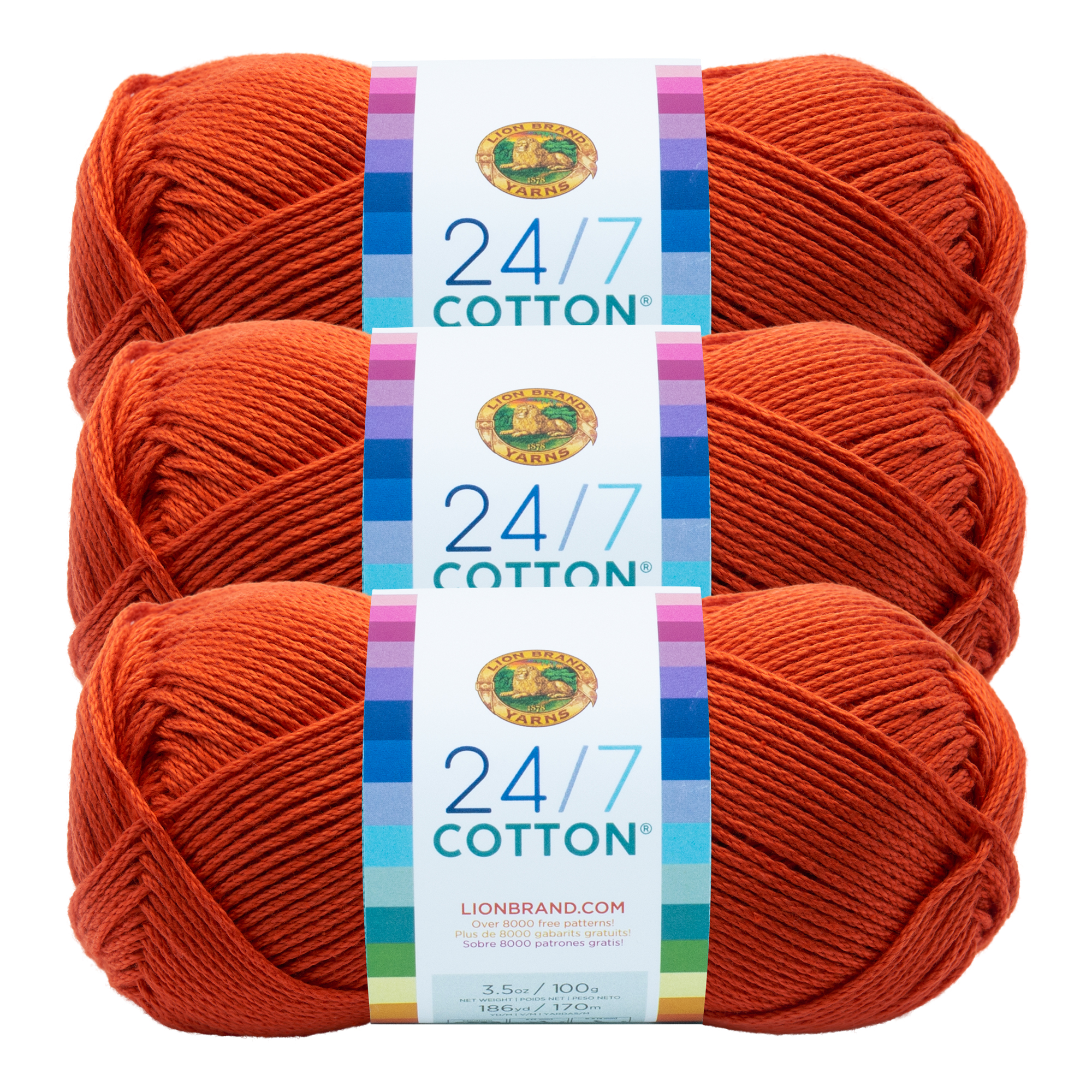 Lion Brand Yarn 247 Cotton Tangerine Natural Fiber Medium Mercerized