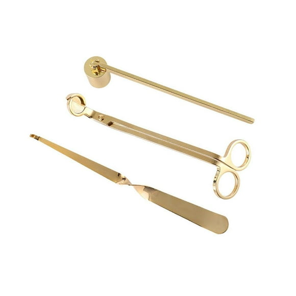 Maytalsory Deluxe Candle Extinguisher Set Elegant Snuffer Wick Trimmer and Dipper Gold 1Set