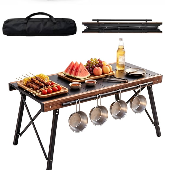 LAUSAINT HOME Modular IGT Camping Table – Portable Outdoor Folding Table with Expandable Cooking Area, Ideal for Picnic, BBQ, and Patio Use