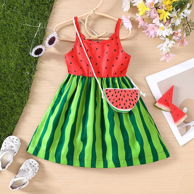 Robes pour Filles - Produit Robes pour Filles 2 / Produit Robe de Fête de Plage Sans Manches à Motifs Melon D\'eau pour Tout-Petits