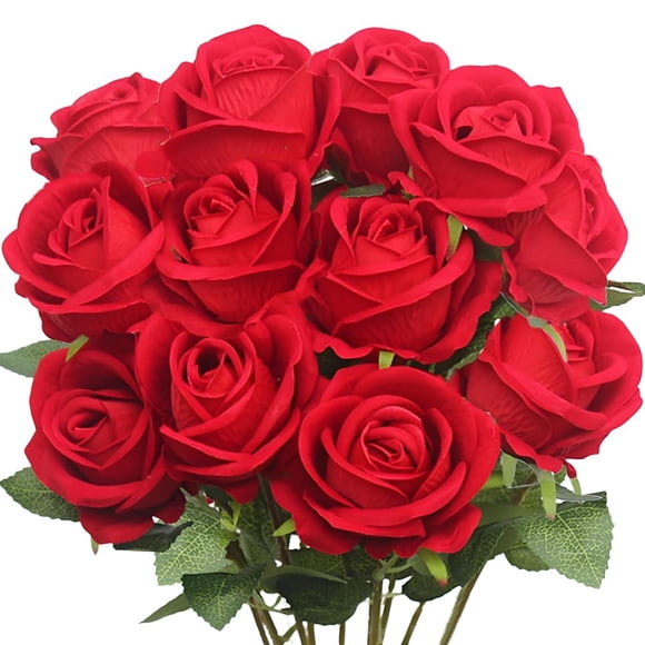 Rosas artificiales Jasion Velvet Silk, 12 unidades, para bodas y hogar
