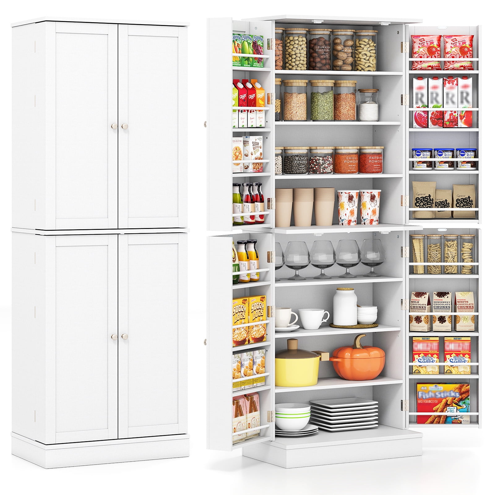 MONSLIPA Kitchen Pantry with Shutter Door, 71.6